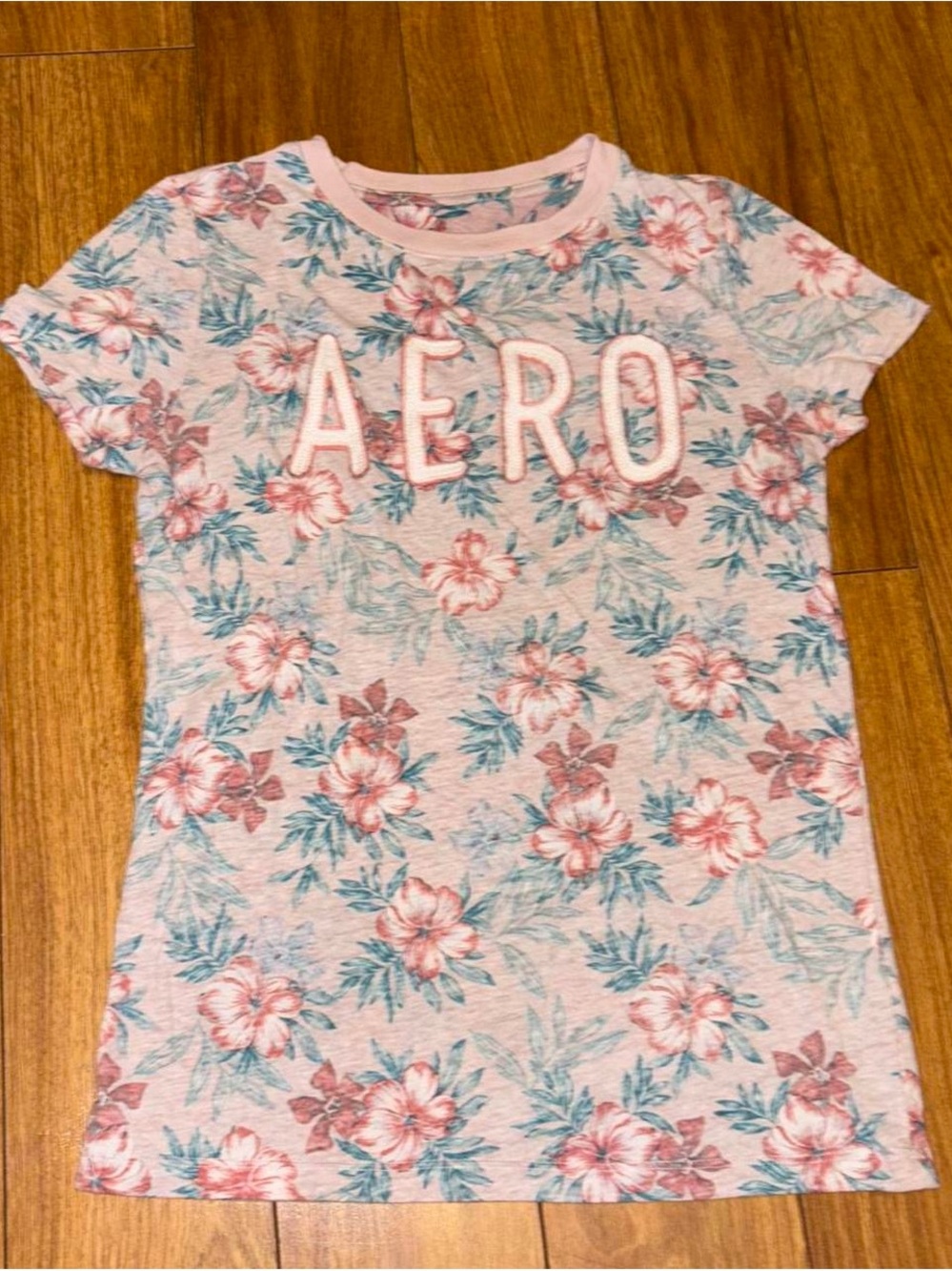 Aeropostale pink floral baby tee